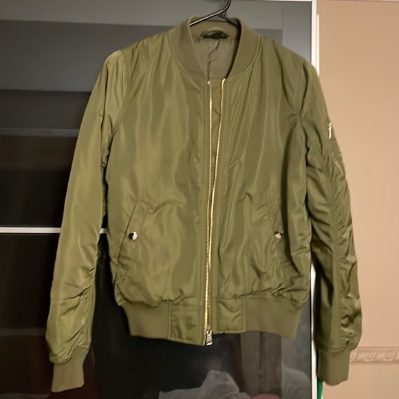 Khaki Topshop Bomber Jacket - Picture 3 of 7
